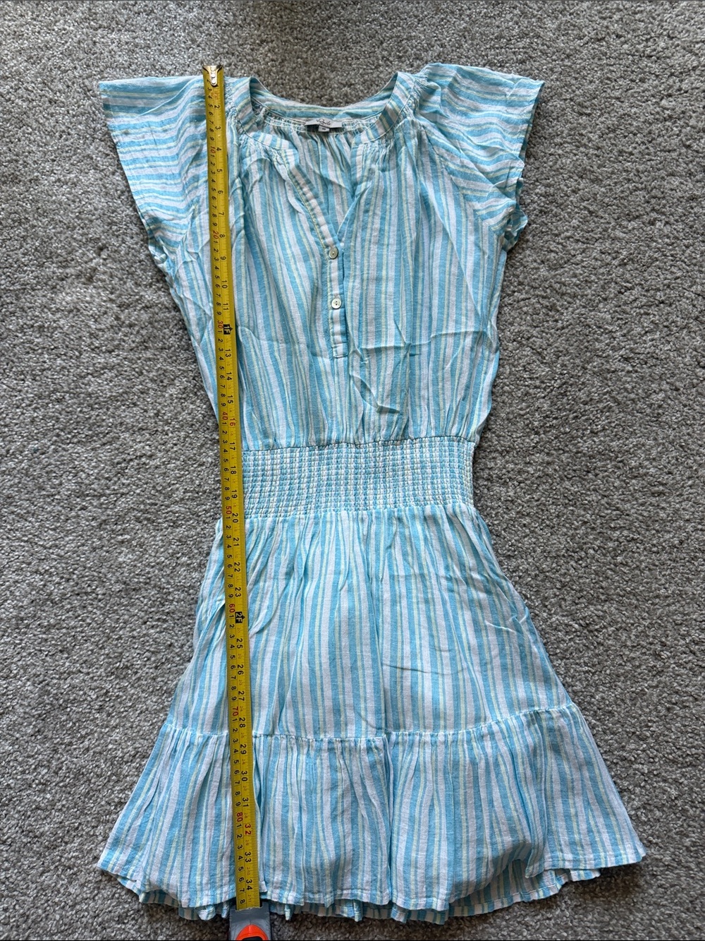 Rails Augustine Light Blue Striped Smocked-Waist Mini Dress Size XS - Picture 11 of 12